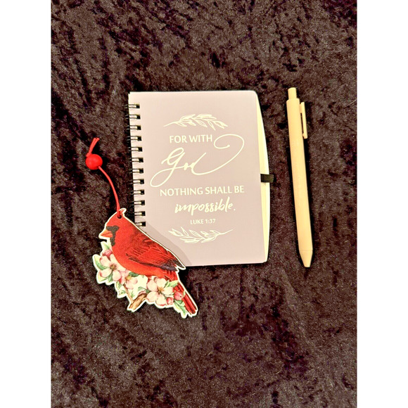 Spiral Notebook 4x6", Pen & Bonus Ornament, Gift Set, Gift-wrapped, Bible, Jesus - Picture 1 of 2